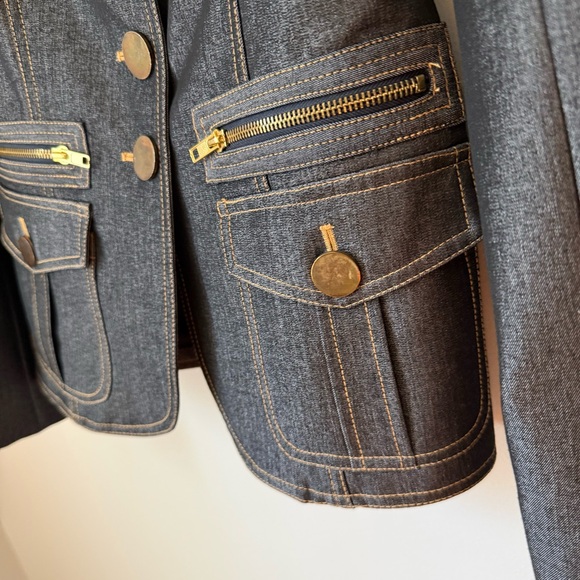 Y2K Cache Contour Collection Dark Gray Tailored Blazer Jacket & Pants Suit Sz 6 - Picture 6 of 16